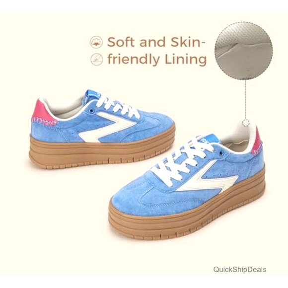 Amazon.com | LUCKY STEP Women Platform Sneakers with Gum Sole, Suede Upper, Retro Style, Casual Walking Shoes